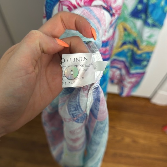 Sesto Senso Italian Linen Printed Button Up Maxi Shirtdress Medium Europe - Picture 10 of 12